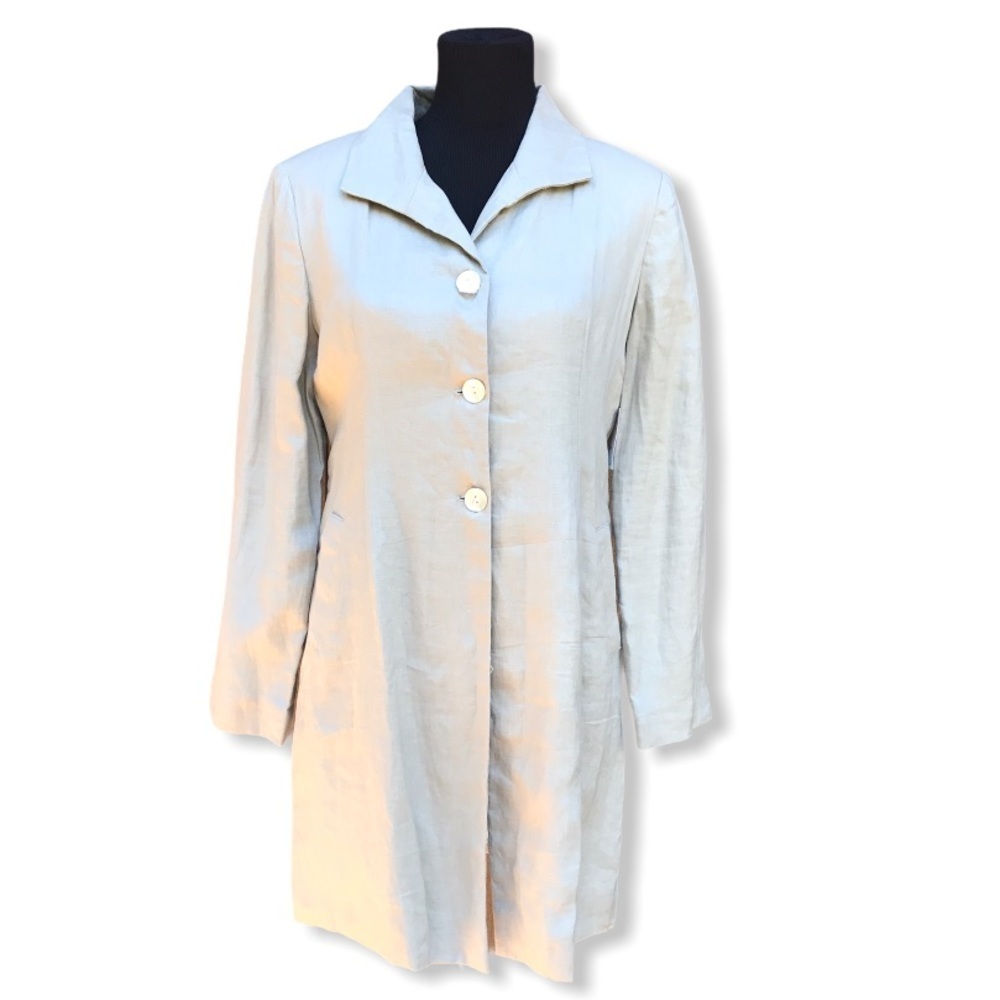 Three Islands Linen Jacket Tan Medium NWT $189
